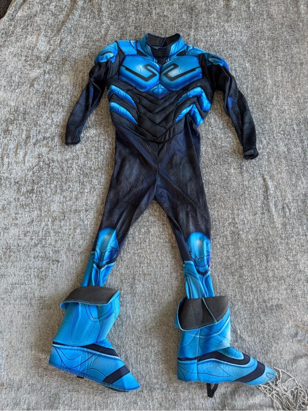 DC Comics Blue and Black Superhero Costume Jumpsuit with Boot Covers